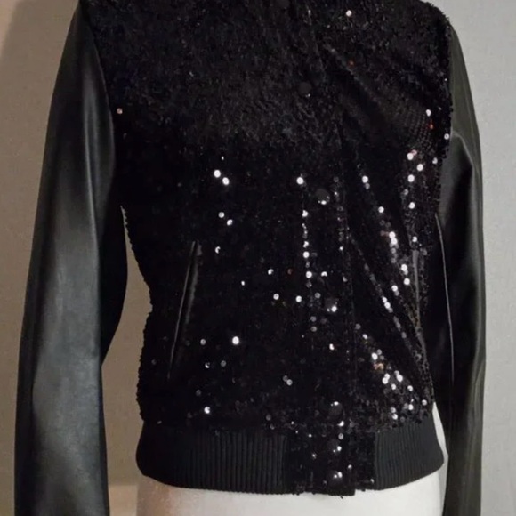 Ralph Lauren Black Sequin Bomber Jacket - Picture 2 of 7